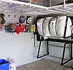 2 car garage oakville overhead storage platform slatwall organization system hooks camlock baskets tire storage racks 190x143 after