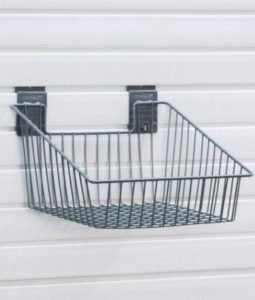 StoreWALL industrial grade steel powder coated soft touch rubberized grip baskets bags BSK Angle LG sm