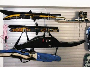 Creative Solutions For Storing Sporting Goods In Your Garage Nuvo Sports Equipment Storage Slatwall Camlock Hooks Water Skis
